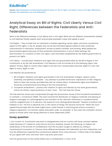 Bill of Rights: Civil Liberty vs Civil Rights