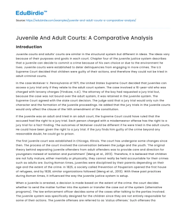 Juvenile And Adult Courts: A Comparative Analysis