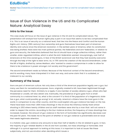 Gun Violence in the US: A Complex Analysis