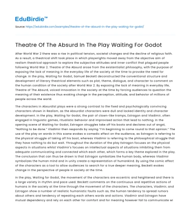 Theatre Of The Absurd In The Play Waiting For Godot