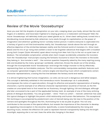 Review of the Movie ‘Goosebumps’