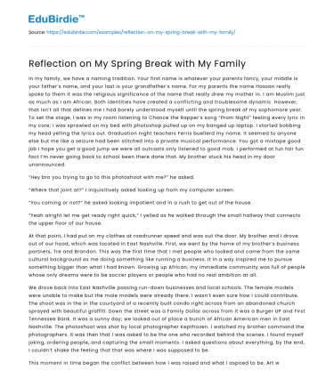 Reflection on My Spring Break with My Family