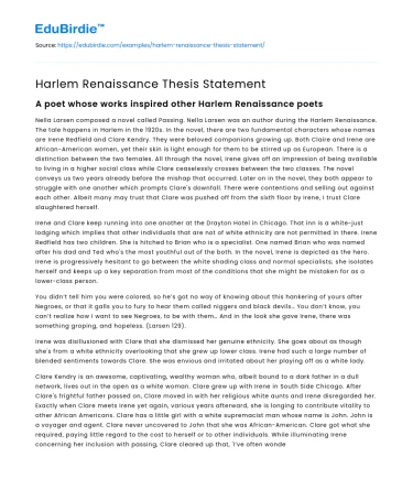 Harlem Renaissance Thesis Statement