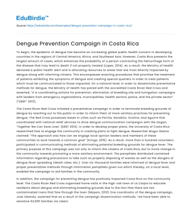 Dengue Prevention Campaign in Costa Rica