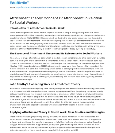 Attachment Theory: Concept Of Attachment In Relation To Social Workers