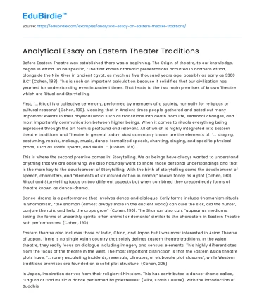 Analytical Essay on Eastern Theater Traditions