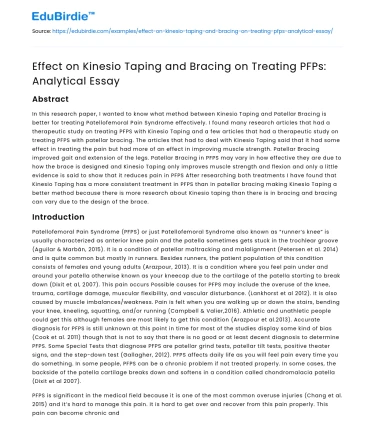 Effect on Kinesio Taping and Bracing on Treating PFPs