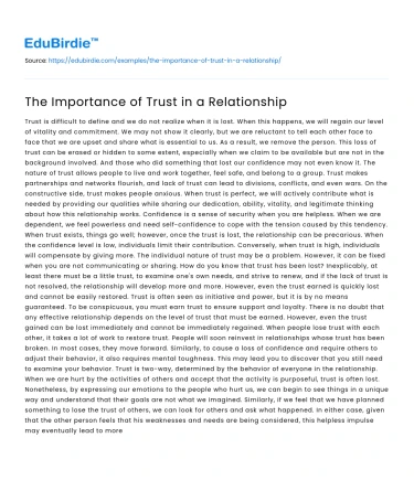 The Importance of Trust in a Relationship