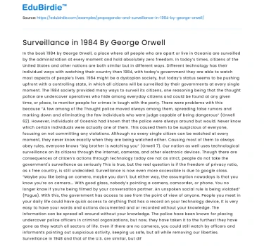 Surveillance in 1984 By George Orwell