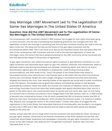 Gay Marriage: LGBT Movement Legalizes Same-Sex Marriage in USA
