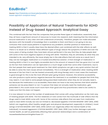 Natural Treatments for ADHD vs Drugs: An Analysis
