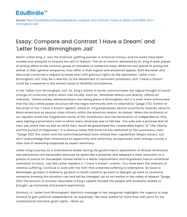Comparing ‘I Have a Dream’ and ‘Letter from Birmingham Jail’