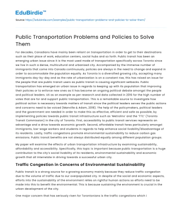 Public Transportation Problems and Policies to Solve Them