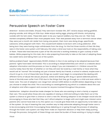 Persuasive Speech on Foster Care