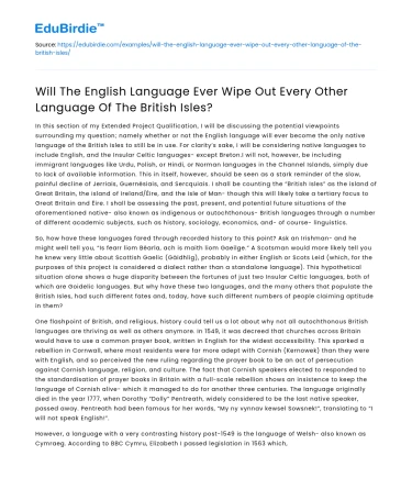 Future of English as Dominant Language in British Isles