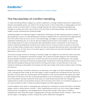 The Peculiarities of Conflict Handling