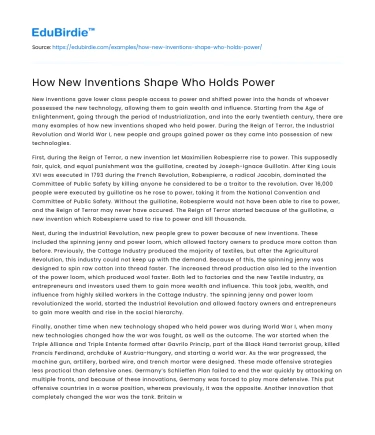 How New Inventions Shape Who Holds Power