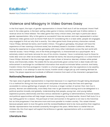 Violence and Misogyny in Video Games Essay