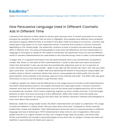 Evolution of Persuasive Language in Cosmetic Advertising