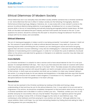 Ethical Dilemmas Of Modern Society