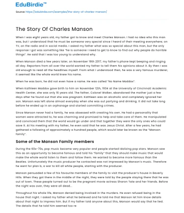The Story Of Charles Manson