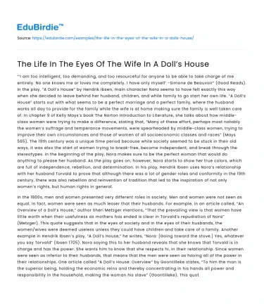 The Life In The Eyes Of The Wife In A Doll’s House