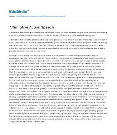 Affirmative Action Speech