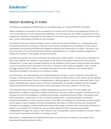 Nation Building In India