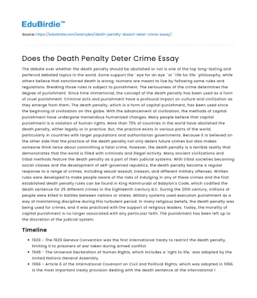 Does the Death Penalty Deter Crime Essay