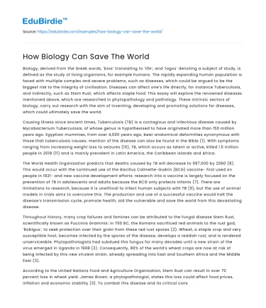 How Biology Can Save The World