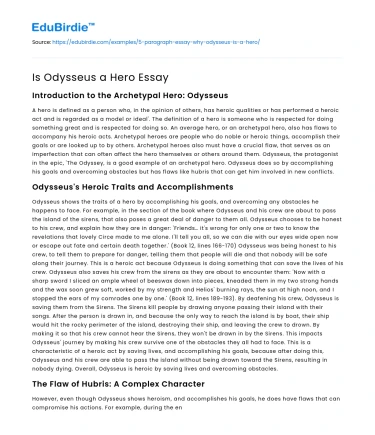 Is Odysseus a Hero Essay