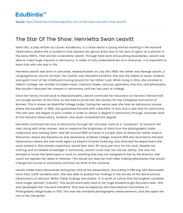 The Star Of The Show: Henrietta Swan Leavitt