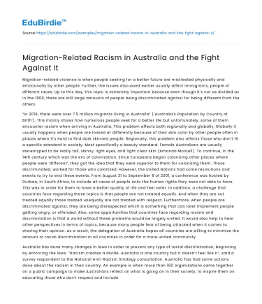 Migration-Related Racism in Australia