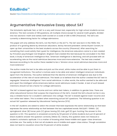 Argumentative Persuasive Essay about SAT