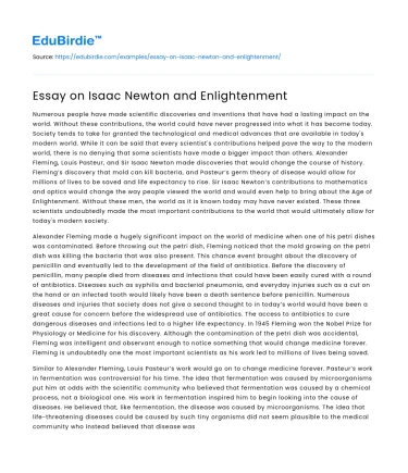 Essay on Isaac Newton and Enlightenment