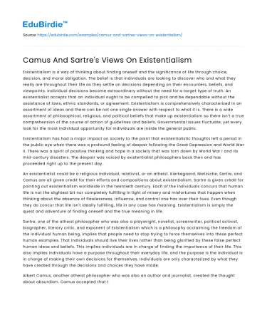 Camus And Sartre’s Views On Existentialism