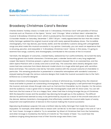 Broadway Christmas Carol’s Review