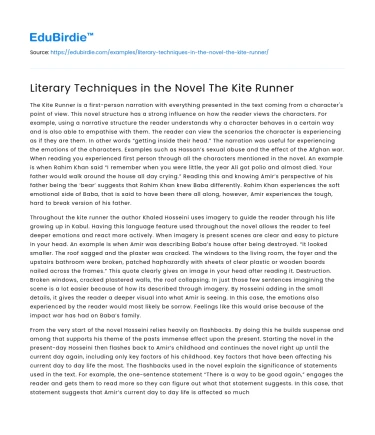 Literary Techniques in the Novel The Kite Runner