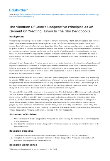 Grice’s principles violation in humor of Deadpool 2