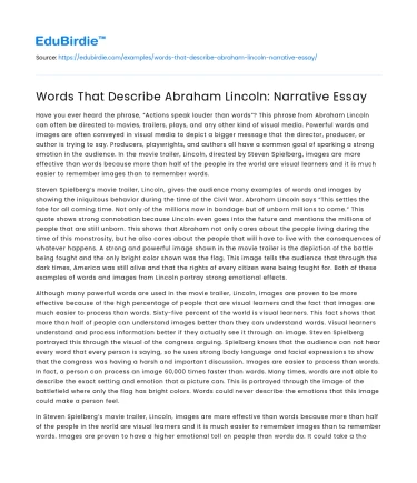 Words That Describe Abraham Lincoln: Narrative Essay