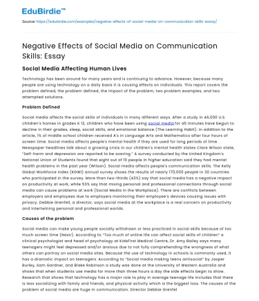 Negative Effects of Social Media on Communication Skills: Essay