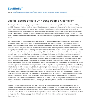 Social Factors Effects On Young People Alcoholism