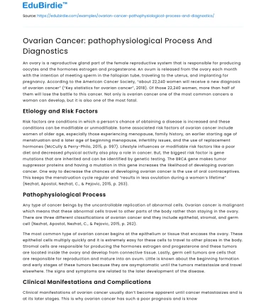Ovarian Cancer: pathophysiological Process And Diagnostics