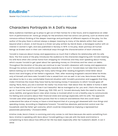 Characters Portrayals In A Doll’s House