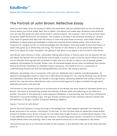 The Portrait of John Brown: Reflective Essay