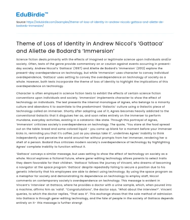 Loss of Identity in ‘Gattaca’ and ‘Immersion’