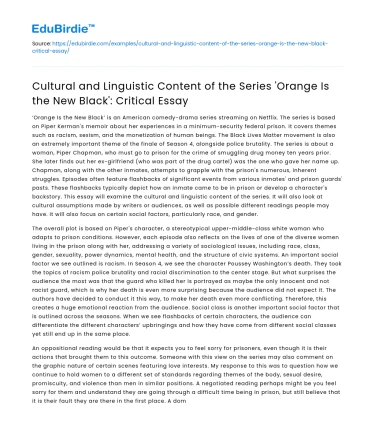 Cultural and Linguistic Content in ‘Orange Is the New Black’