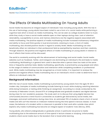 The Effects Of Media Multitasking On Young Adults