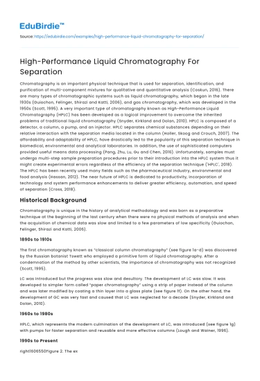 High-Performance Liquid Chromatography For Separation