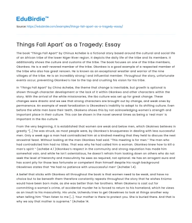 Things Fall Apart’ as a Tragedy: Essay